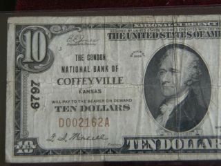 $10 1929 the condon national bank of coffeyville kansas rare bank3 2