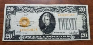 $20 1928 Gold Certificate Note Currency United States