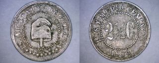 1886 - H Colombian 2 - 1/2 Centavo Old World Coin