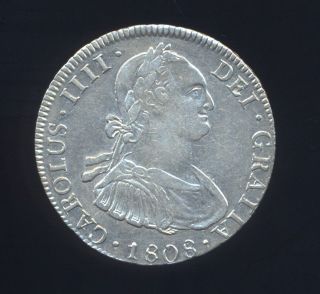 Potosi Silver Coin Almost Unc 4 Reales 1808 Pj Pts Bolivia Spain Km 72 C Iiii