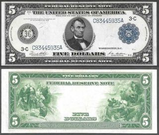 1914 $5 Federal Reserve Bank Note Philadelphia Crisp Near Uncirculated