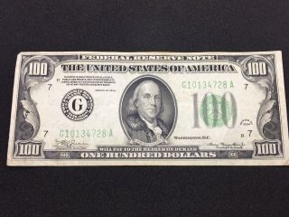 1934 $100 Federal Reserve Note Chicago Illinois Au,