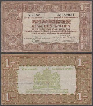 Netherlands - Zilverbonnen,  1 Gulden,  1938,  Vf,  P - 61