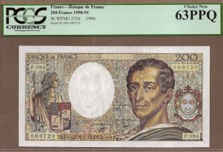France: 200 Francs Banknote,  (unc Pcgs63),  P - 155d,  1990,