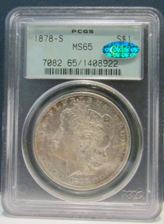 1878 - S $1 Morgan Silver Dollar - Pcgs Ms65 Cac - Lightly Toned