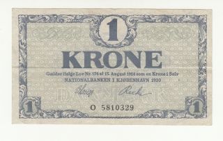 Denmark 1 Krone 1920 Circ.  P12e @