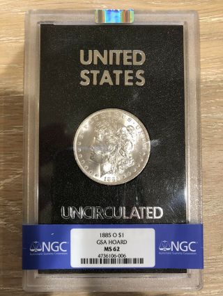 Us $1 Morgan Silver Dollar 1885 O Gsa Hoard Ngc Certified Ms62