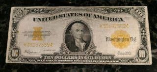 1922 Circulated Large Ten Dollar $10 Gold Certificate