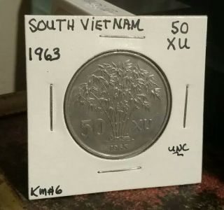 Vietnam South 50 Xu 1963 Aluminum Coin Km 6 Unc.  Look & Bid Buy It Now