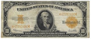 $10 1922 Gold Certificate Large Size Fr 1173