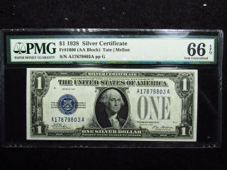 1928 $1 U.  S.  Silver Certificate Fr 1600 Gem Unc 66 Epq (803a) Funny Back