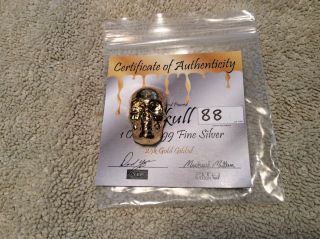Yps Limited Pit Bullion 24k Gold Gilded 1oz 999 Silver Skull 88 Of 100