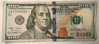 2009a $100 Star Note Dollar Bill Lb07092860