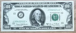 Series 1969 C $100 Star Note Federal Reserve Bank Of Kansas City Missouri.