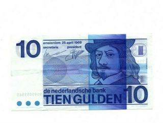 Bank Of Netherlands 10 Gulden 1968 Vf