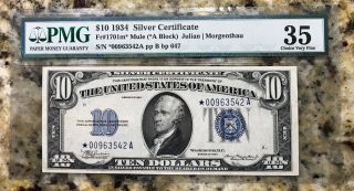 1934 $10 Silver Certificate Star Mule Pmg 35 Fr 1701 M Julian Morgenthau