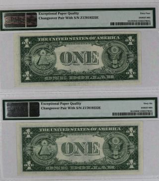 1935 D $1 SILVER CERTIFICATE PMG CER 64/66 EPQ CHANGE OVER PAIR WIDE/NARROW 2