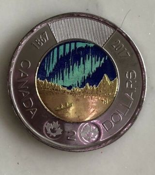 2017 Canada; Single $2 Toonie Glow In The Dark Confederation Coin