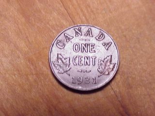 Canada 1 Cent 1931 George V Canadian Penny Copper Coin.  104 2