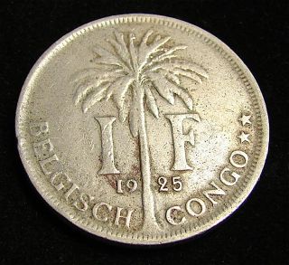 Belgian Congo:==== 1925 - - - 1 Franc Coin