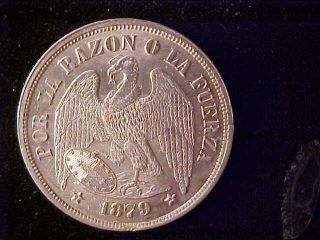 Chile One Peso 1879 Au - Unc