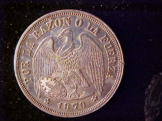 Chile One Peso 1870 Au - Unc