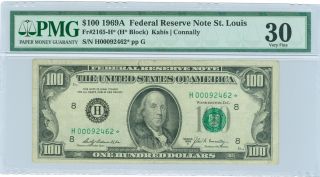 Fr 2165 - H 1969 - A $100 Rare St.  Louis 5 Digit Star Pmg Vf 30 Great Star Note