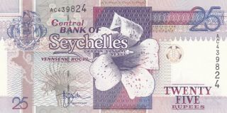 25 Rupees Unc Banknote From Seychelles 1998 Pick - 37