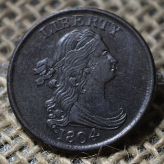 1804 1/2 Draped Bust Half Cent Spiked Chin