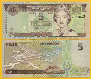 Fiji 5 Dollars P - 105b 2002 Unc Banknote