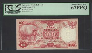 Indonesia 100 Rupiah 1977 P116 Uncirculated Graded 67