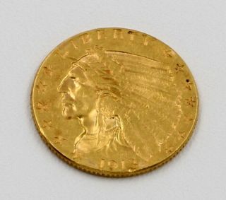 1913 B.  L.  P.  2 1/2 Dollar Gold Coin " Indian Head - Quarter Eagle " Liberty 6531 - 6