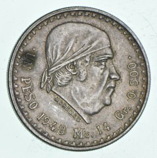 Silver - World Coin - 1948 Mexico 1 Peso - 14g - World Silver Coin 251