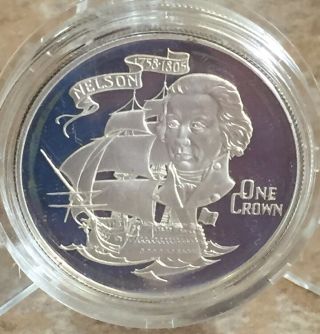 1980 Gibraltar One Crown 175th Anniversary Death Of Nelson Silver Proof 28.  3 G