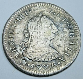 1776 Spanish Silver 1/2 Reales Piece Of 8 Real Coin Us Colonial Pirate Treasure
