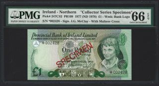 1978 Northern Ireland 1 Pound,  Provincial Bank,  Specimen,  Pmg 66 Epq Gem Unc
