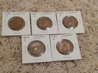 Set Of 5 World War Ii 1944s United States One Centavo Coin Philippines Pilipinas