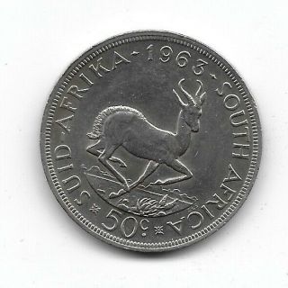 South Africa:50 Cents 1963 Silver Crown Size Unc (see Scans)