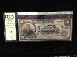 1902 $10 Capital National Bank Of Saint Paul Minnesota Ch 8108 Charter Pcgs