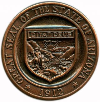 1863 - 1963 Arizona Territorial Centennial Commemorative Copper Medal Token 2