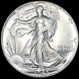 1945 Walking Half Dollar Looks Uncirculated Liberty Silver High End Philly Nr