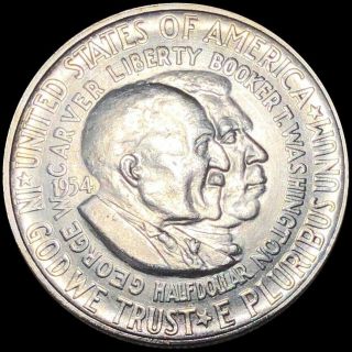 1954 - D Washington/carver Half Dollar Closely Uncirculated Commemorative Silver