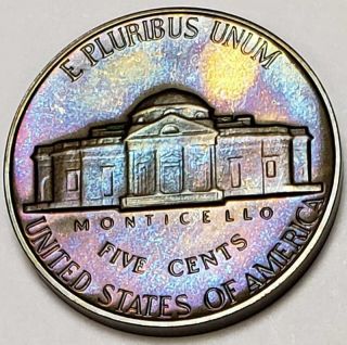 1964 Jefferson Nickel Bu Unc Rainbow Color Toned Coin