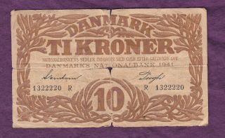 Old Banknote From Denmark - 10 Kroner 1941 - Litra R