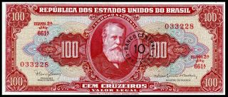 Brazil,  10 centavos on 100 Cruzeiros 1966 P 185b UNC 2
