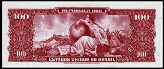 Brazil,  10 centavos on 100 Cruzeiros 1966 P 185b UNC 3