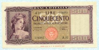 Italy 500 Lire 1947 P80a Au