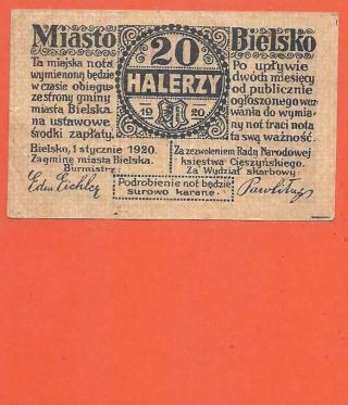 Poland - Bielsko - 20 Heller - 1920 - Emergency Note