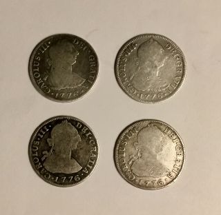 1776 Silver 2 Reales - Spanish Colonial Mints In Mexico & Bolivia - (4) Coins