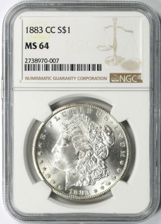 1883 - Cc Morgan Silver Dollar $1 Ngc Ms64